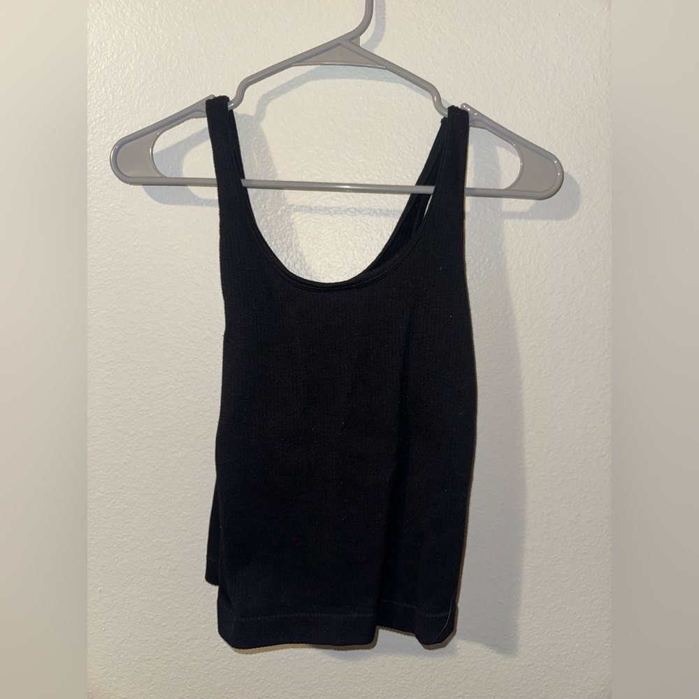 a new day Black Ribbed Scoop Tank Top